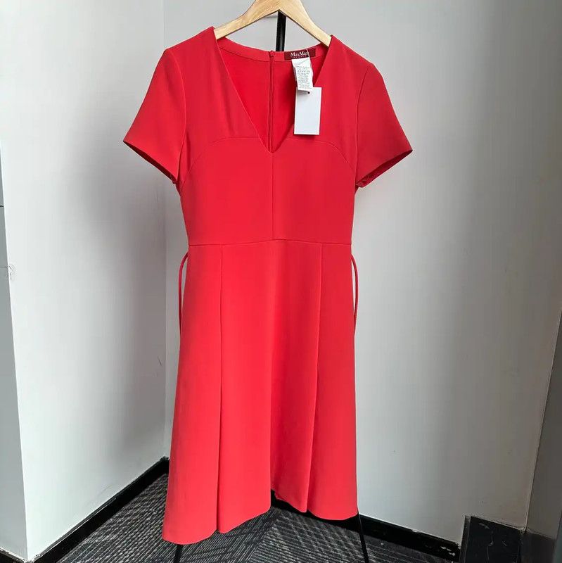 Max Mara MaxMara Red Polyester Women's Dress 0089 Size L / US 10 / IT 46 - 2 Thumbnail