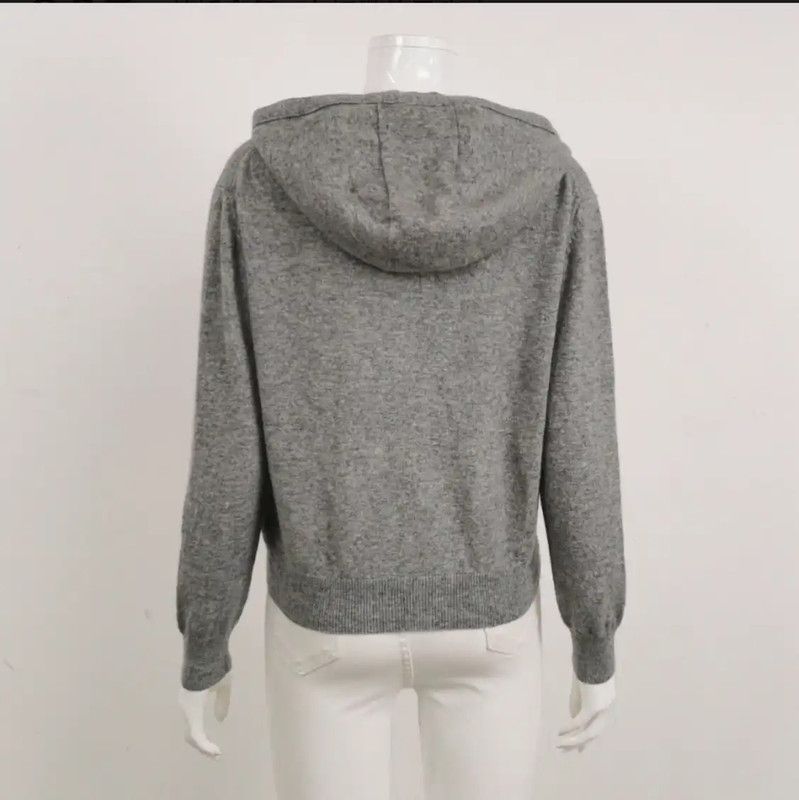 Max Mara MaxMara Gray Wool Blend Hoodie for Women 0089 Size S / US 4 / IT 40 - 2 Thumbnail