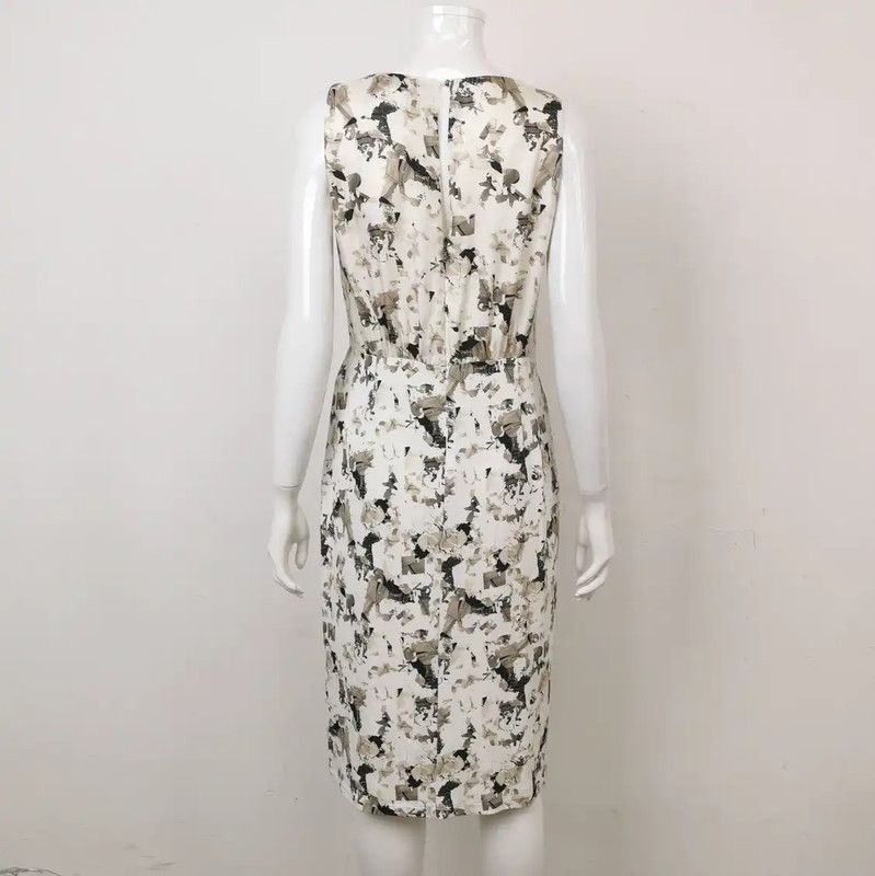 Max Mara MaxMara White Silk Floral Dress for Women 0089 Size L / US 10 / IT 46 - 2 Thumbnail