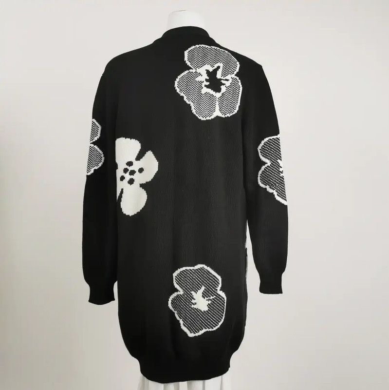 Max Mara MaxMara Black Floral Print Lightweight Cardigan 0089 Size S / US 4 / IT 40 - 2 Thumbnail