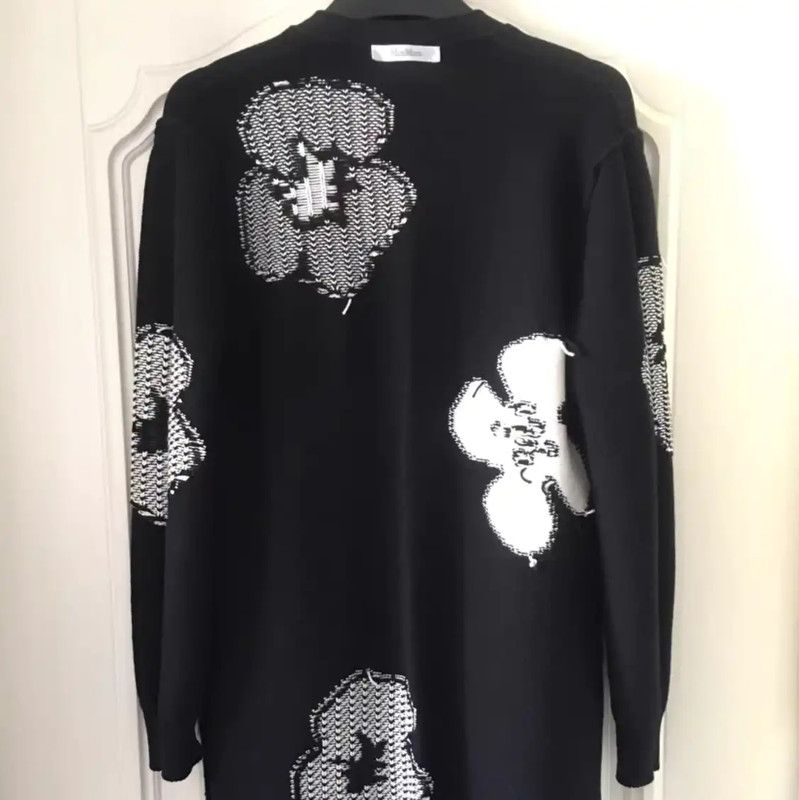 Max Mara MaxMara Black Floral Print Lightweight Cardigan 0089 Size S / US 4 / IT 40 - 5 Thumbnail