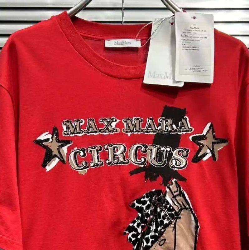 Max Mara MaxMara Circus Summer Red Cotton T-Shirt 0089 Size S / US 4 / IT 40 - 5 Thumbnail