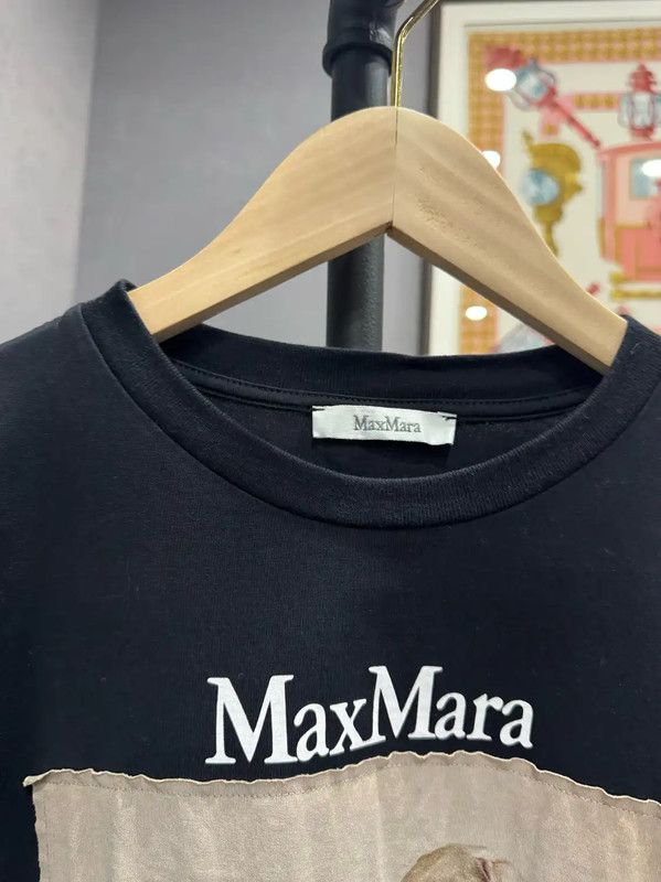 Max Mara MaxMara Black Cotton Dog Print T-Shirt 0089 Size XS / US 0-2 / IT 36-38 - 4 Thumbnail