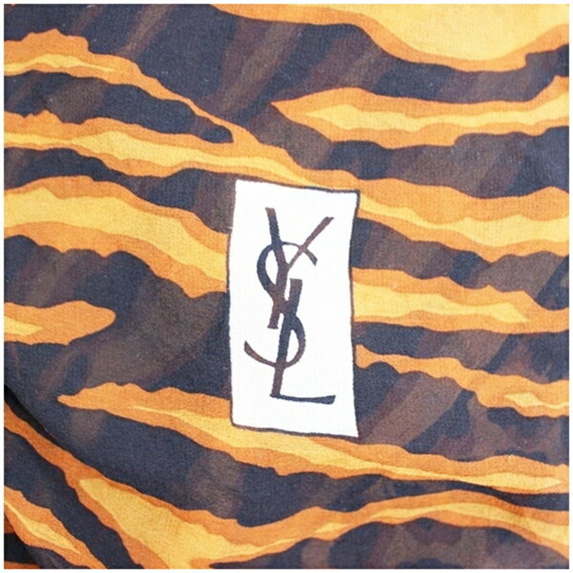 Yves Saint Laurent Yves Saint Laurent Silk Large Scarf Muffler Brown x Black Leopard YVES SAINT LAURENT Women's Size ONE SIZE - 7 Thumbnail