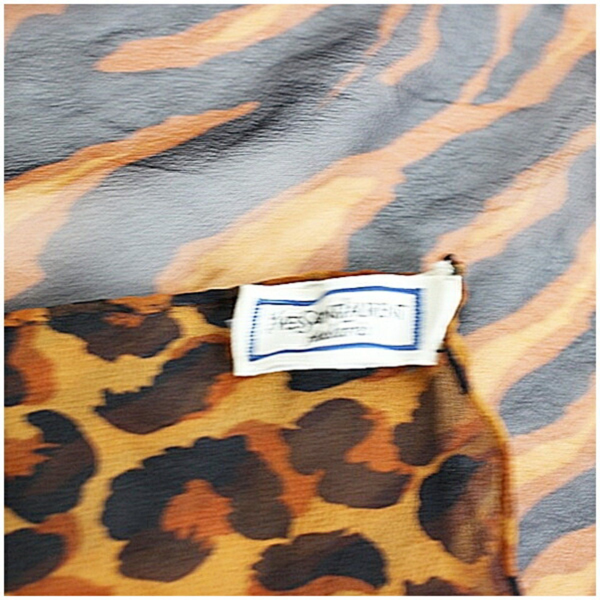 Yves Saint Laurent Yves Saint Laurent Silk Large Scarf Muffler Brown x Black Leopard YVES SAINT LAURENT Women's Size ONE SIZE - 6 Thumbnail