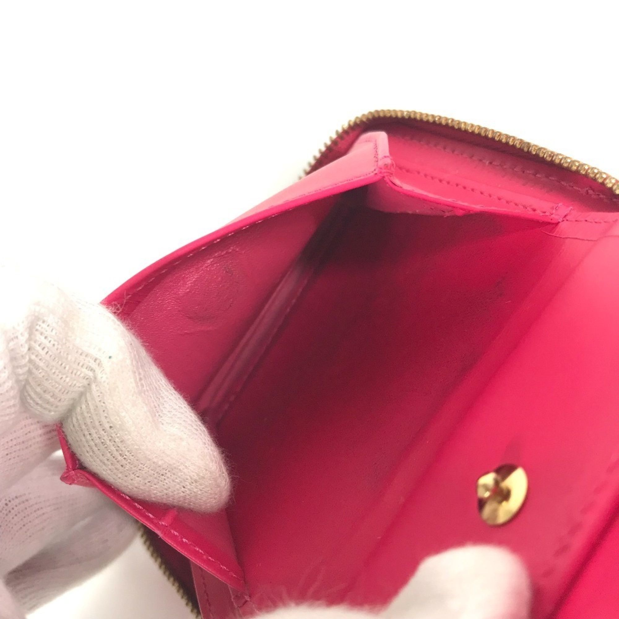 Louis Vuitton LOUIS VUITTON M91238 Monogram Vernis Bloom Compact Wallet, Round Zip Bifold Canvas, Women's, Fuchsia Pink Size ONE SIZE - 11 Thumbnail