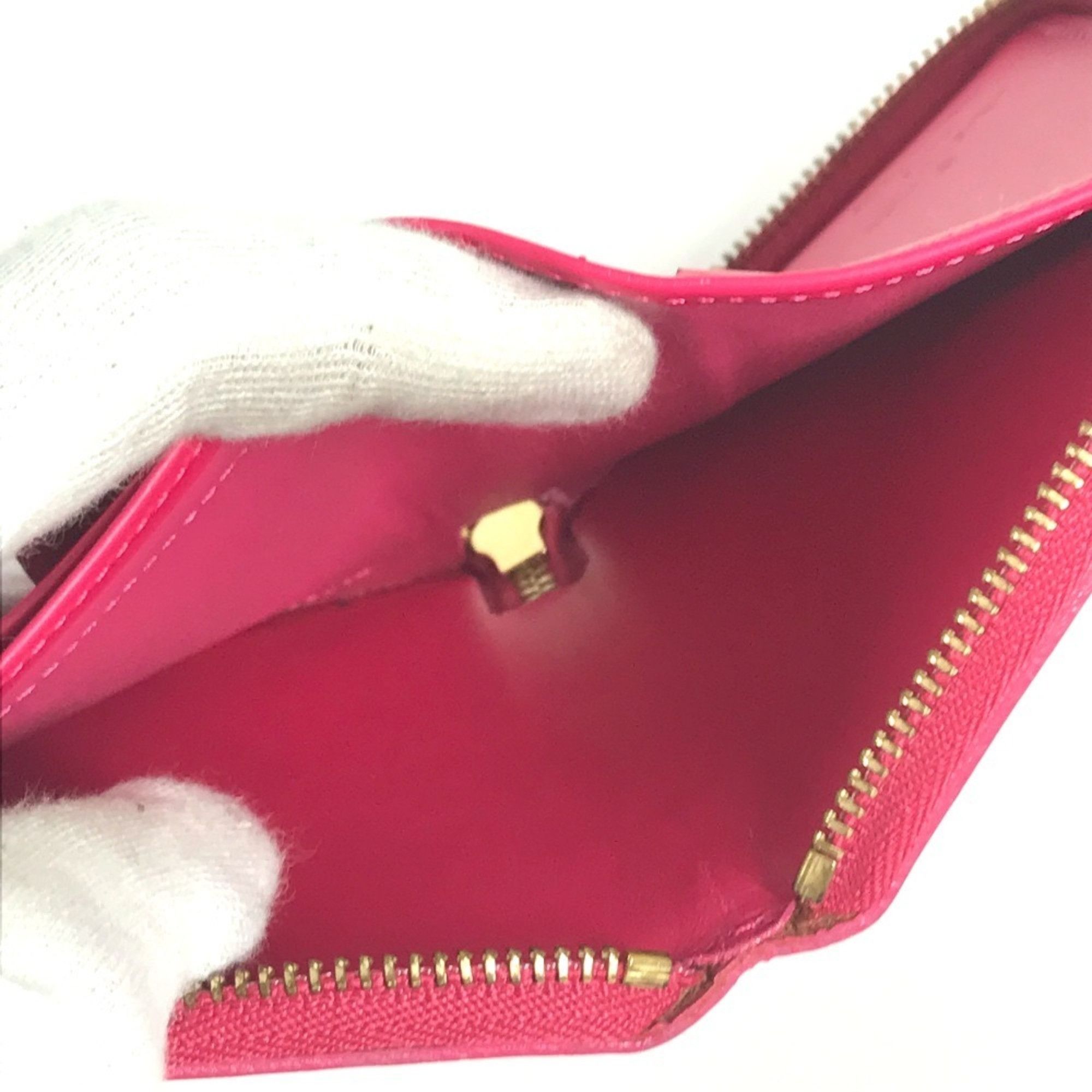 Louis Vuitton LOUIS VUITTON M91238 Monogram Vernis Bloom Compact Wallet, Round Zip Bifold Canvas, Women's, Fuchsia Pink Size ONE SIZE - 9 Thumbnail