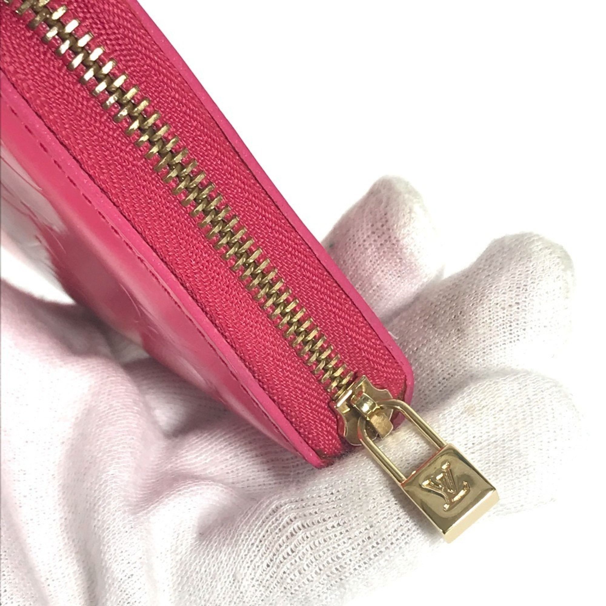 Louis Vuitton LOUIS VUITTON M91238 Monogram Vernis Bloom Compact Wallet, Round Zip Bifold Canvas, Women's, Fuchsia Pink Size ONE SIZE - 6 Thumbnail