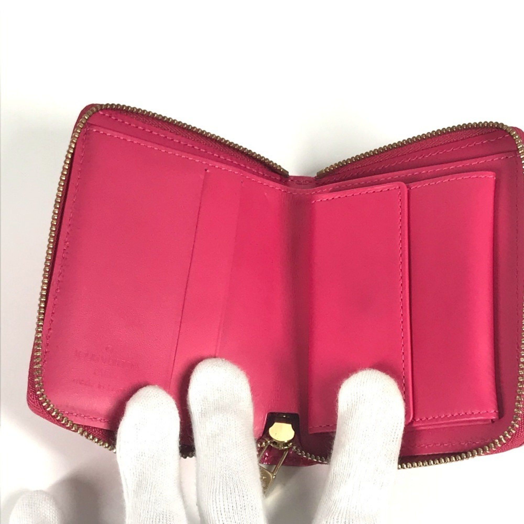 Louis Vuitton LOUIS VUITTON M91238 Monogram Vernis Bloom Compact Wallet, Round Zip Bifold Canvas, Women's, Fuchsia Pink Size ONE SIZE - 7 Thumbnail