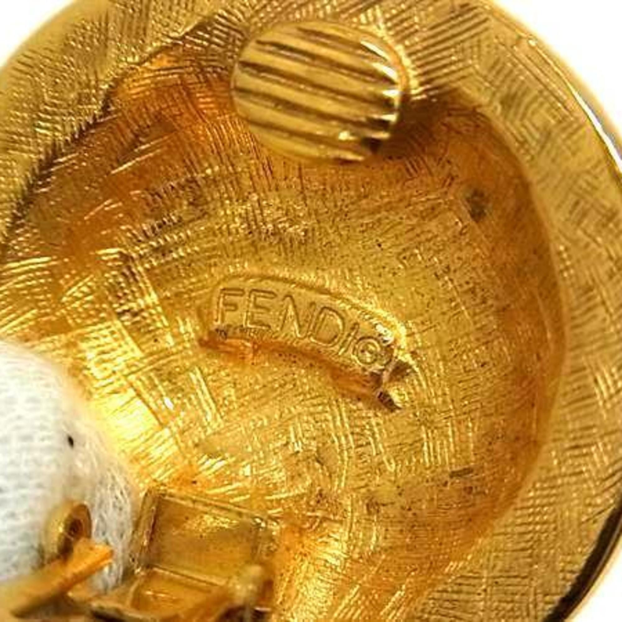 Fendi FENDI round clip-on earrings in gold metal for women, featuring the Roman god Janus. Size ONE SIZE - 2 Thumbnail