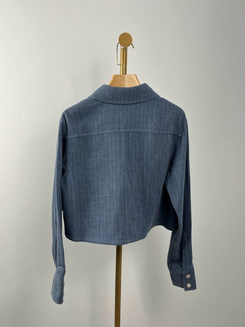 Chanel Chanel Blue Collared Long Sleeve Jacket - dmc Size M / US 6-8 / IT 42-44 - 2 Thumbnail