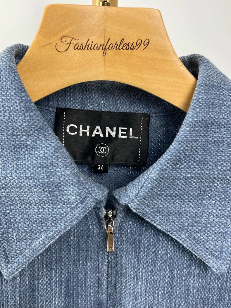 Chanel Chanel Blue Collared Long Sleeve Jacket - dmc Size M / US 6-8 / IT 42-44 - 4 Thumbnail