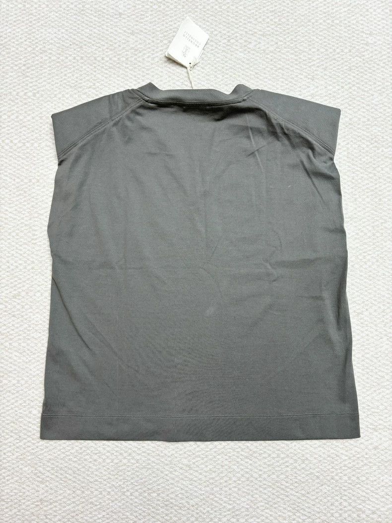 Brunello Cucinelli Brunello Cucinelli Gray V-Neck Tank - dmc Size M / US 6-8 / IT 42-44 - 2 Thumbnail