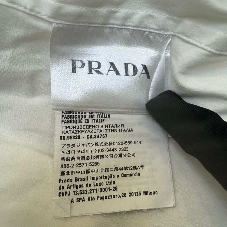 Prada White Pocket Long Sleeve Shirt - dmc