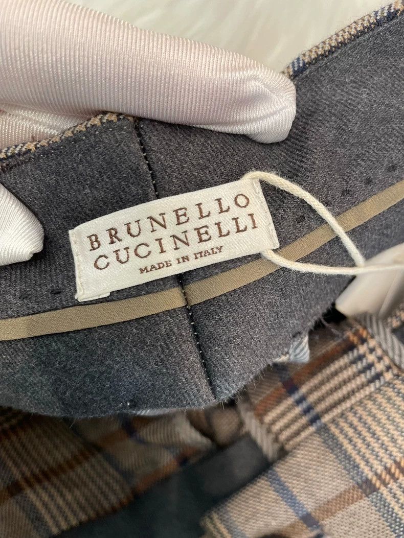 Brunello Cucinelli Brunello Cucinelli Brown Plaid Wool Trousers - dmc Size US 36 / EU 52 - 3 Thumbnail
