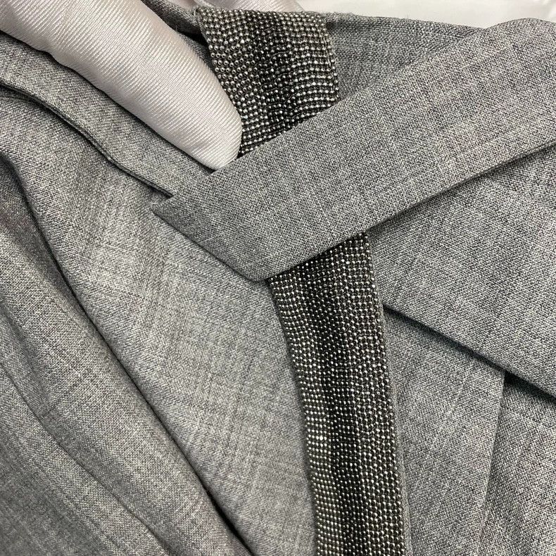 Brunello Cucinelli Brunello Cucinelli Gray Beaded Wool Pants - dmc Size US 38 / EU 54 - 9 Thumbnail