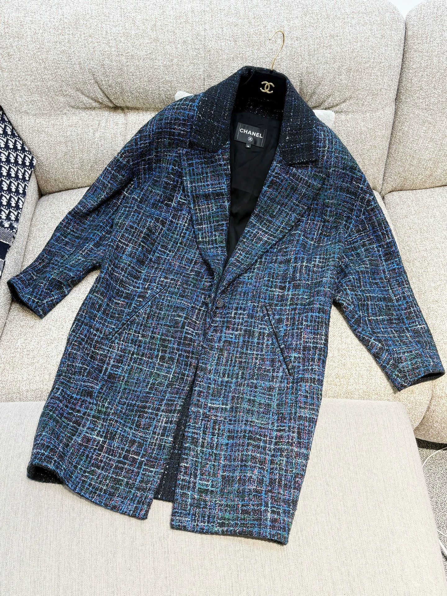 Chanel Chanel 22P Blue Tweed Long Coat - dmc Size US S / EU 44-46 / 1 - 2 Thumbnail