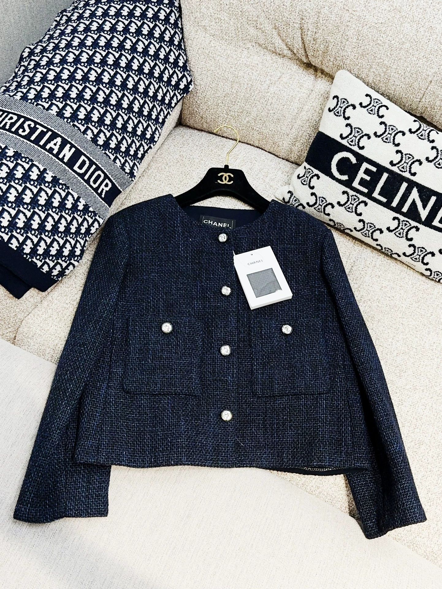 Chanel Chanel 21B Blue Knit Diamond Button Jacket - dmc Size US S / EU 44-46 / 1 - 4 Thumbnail