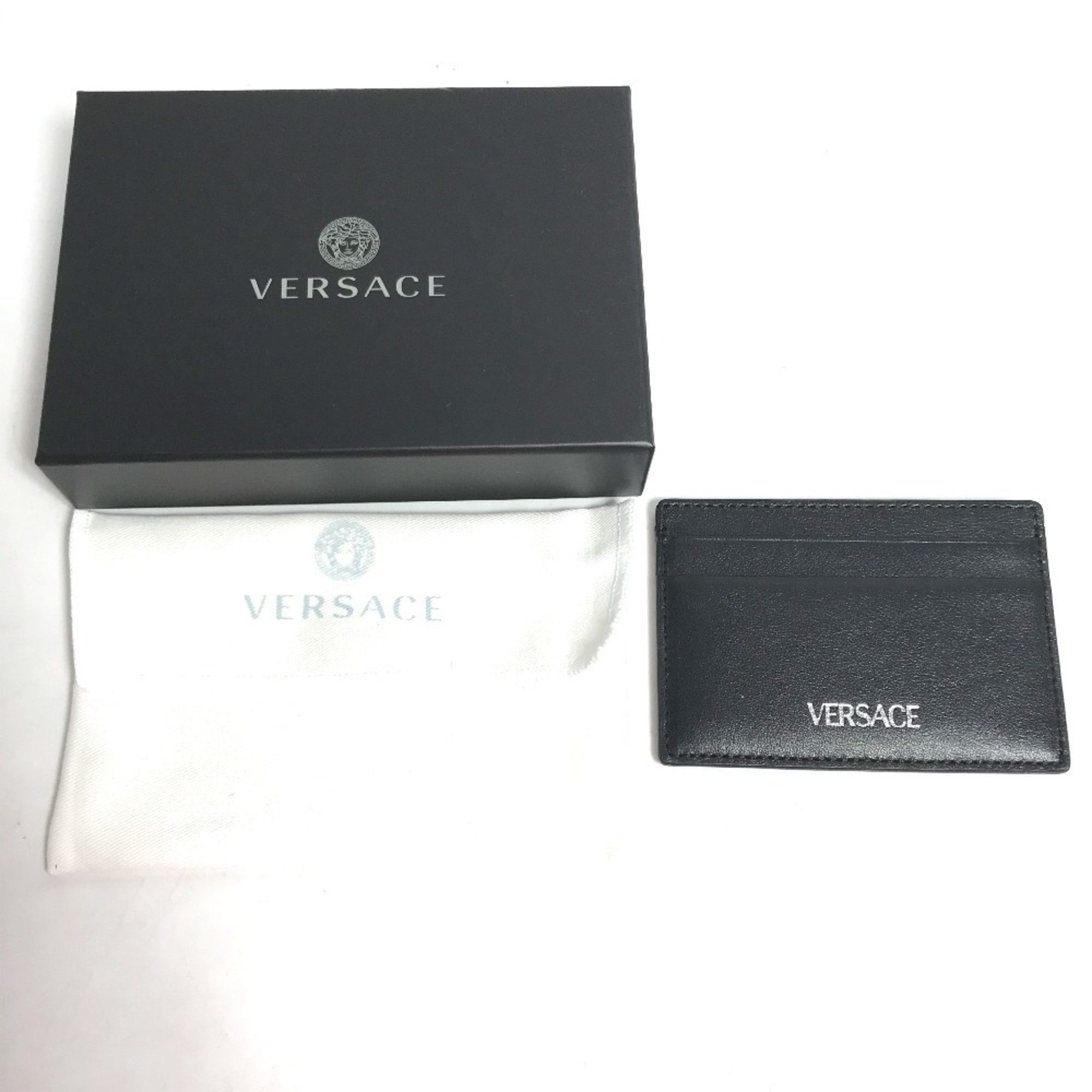 Versace VERSACE Logo Business Card Case/Pass Case Leather Case/Card Women's Black Size ONE SIZE - 6 Thumbnail