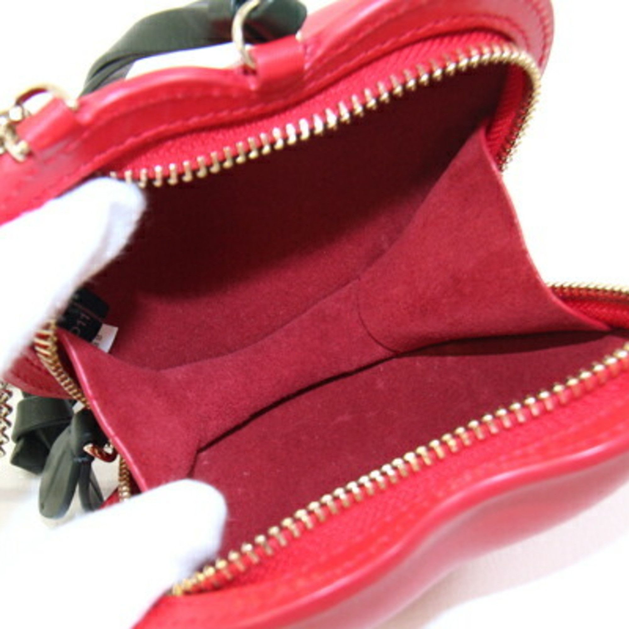 Kate Spade Kate Spade Cherry Motif Shoulder Bag PXRUB279 Red and Dark Green Leather Chain Pochette Women's Size ONE SIZE - 4 Thumbnail