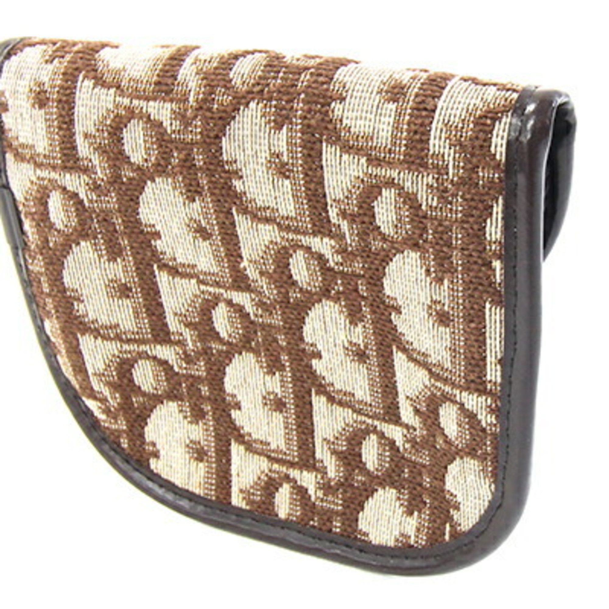 Dior Christian Dior Dior coin case, brown jacquard canvas and leather, compact wallet, mini Trotter, old, women's, DIOR Size ONE SIZE - 2 Thumbnail