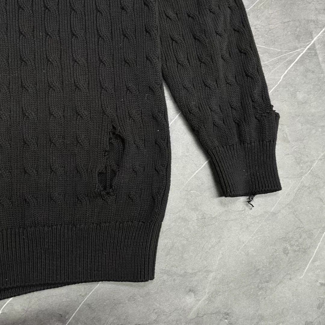 Balenciaga Balenciaga Wheat Ear Embroidery Distressed Knit Sweater L Size - dmc Size US L / EU 52-54 / 3 - 4 Thumbnail