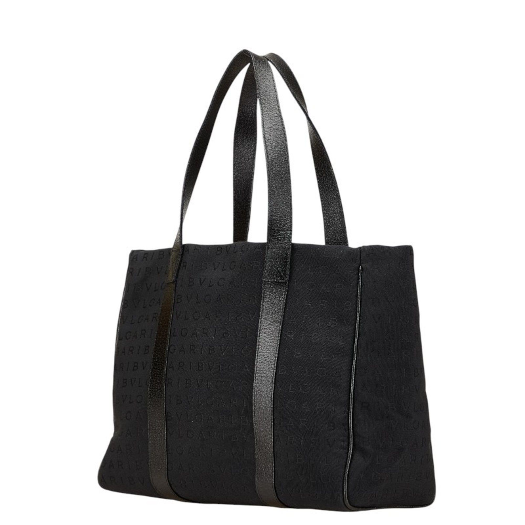 Bvlgari BVLGARI Logomania Tote Bag in Black Canvas and Leather for Women Size ONE SIZE - 2 Thumbnail
