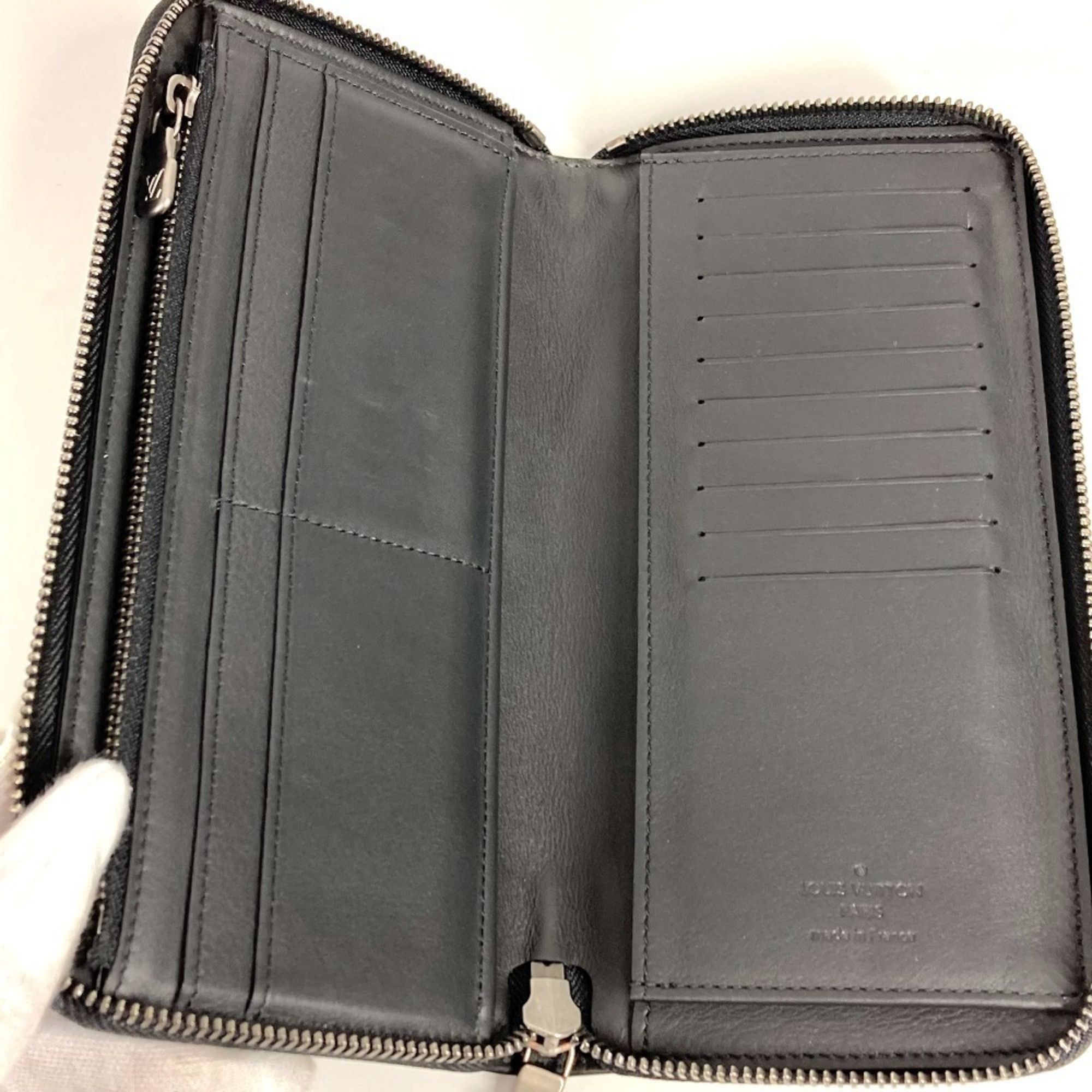 Louis Vuitton LOUIS VUITTON N63548 Damier Infini Zippy Wallet, Vertical Long Wallet with Round Zipper, Leather, Men's and Women's, Onyx Black Size ONE SIZE - 9 Thumbnail