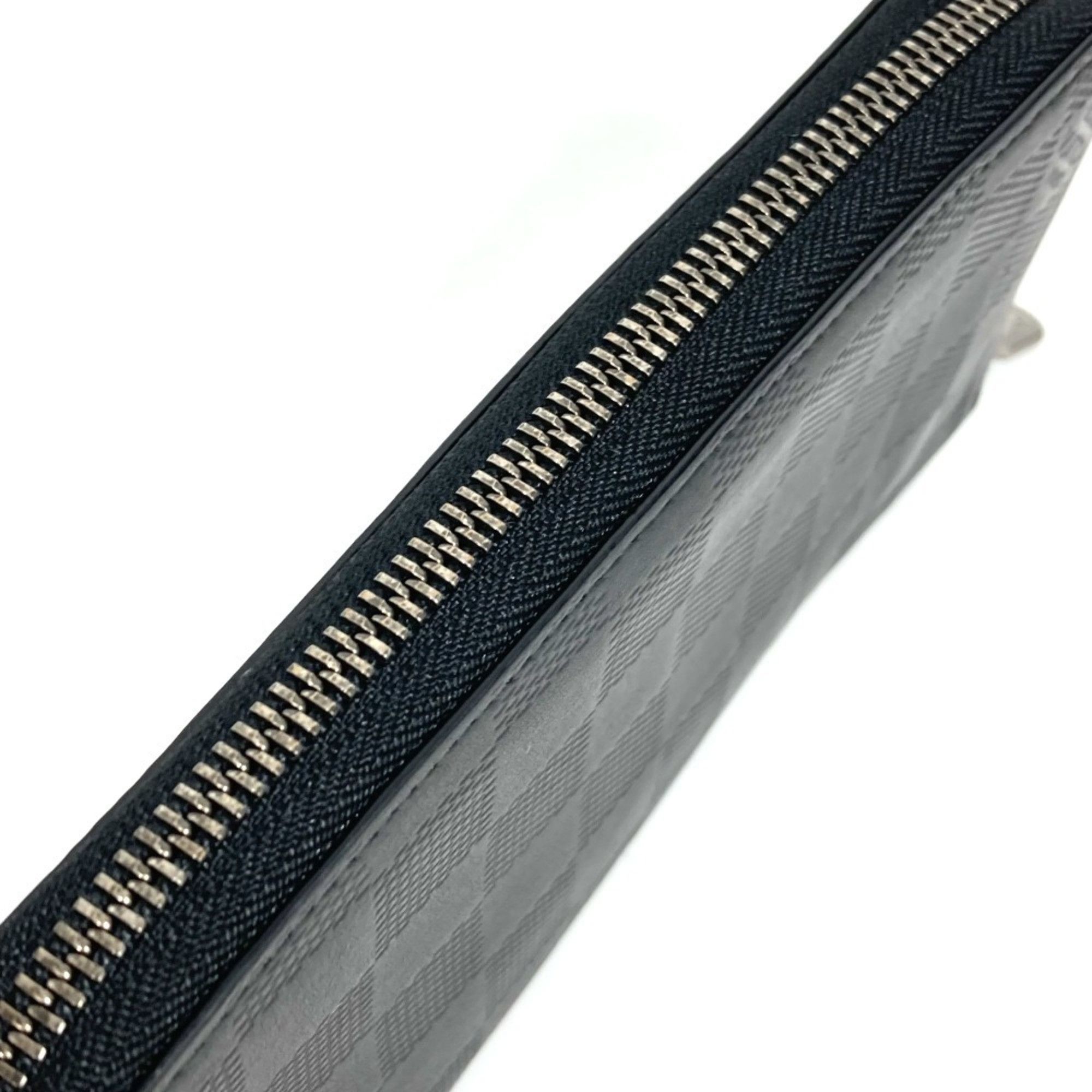 Louis Vuitton LOUIS VUITTON N63548 Damier Infini Zippy Wallet, Vertical Long Wallet with Round Zipper, Leather, Men's and Women's, Onyx Black Size ONE SIZE - 4 Thumbnail
