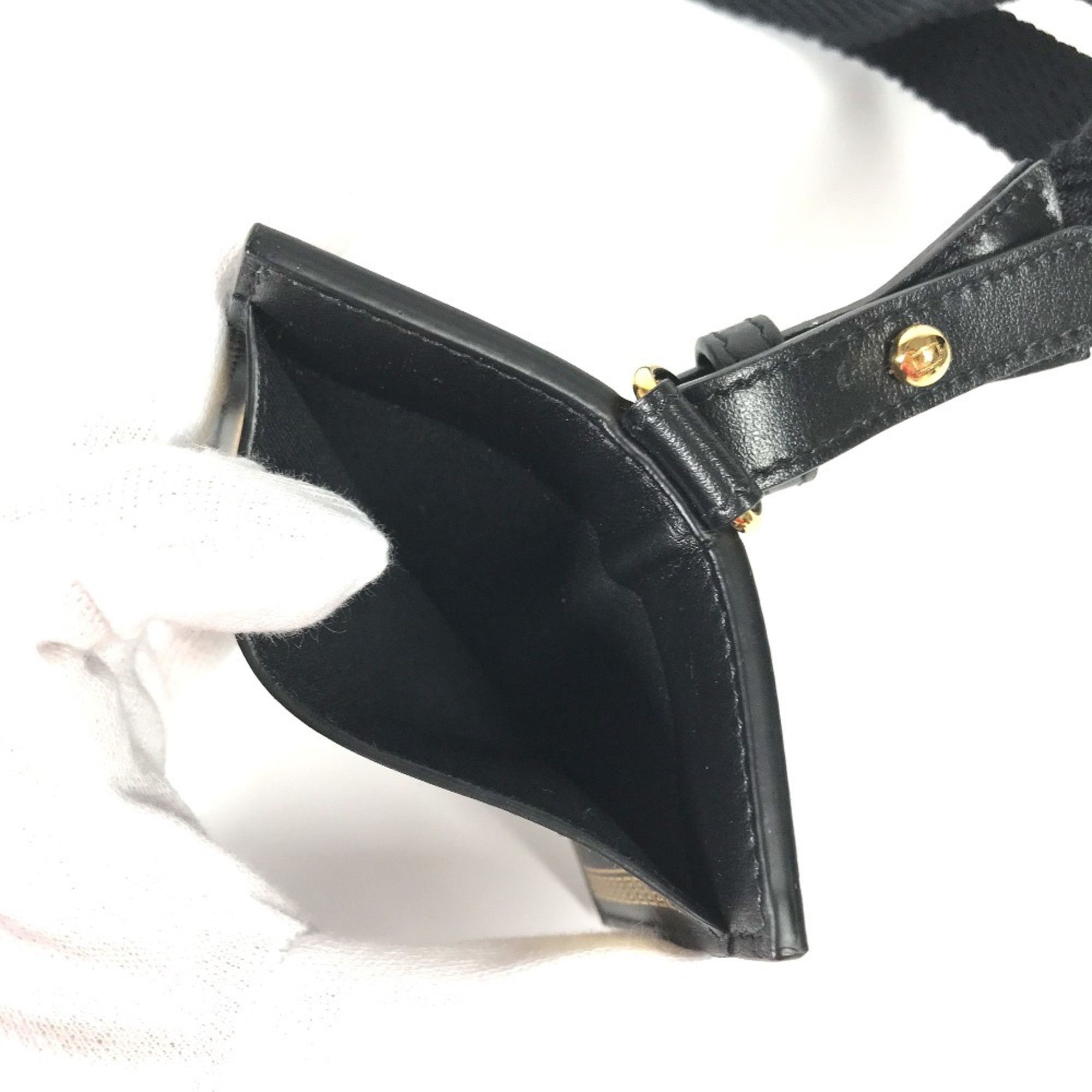 Versace Versace x Fendi collaboration Fendace Medusa ID holder with neck strap, business card case, leather, men's and women's, black, like new Size ONE SIZE - 9 Thumbnail