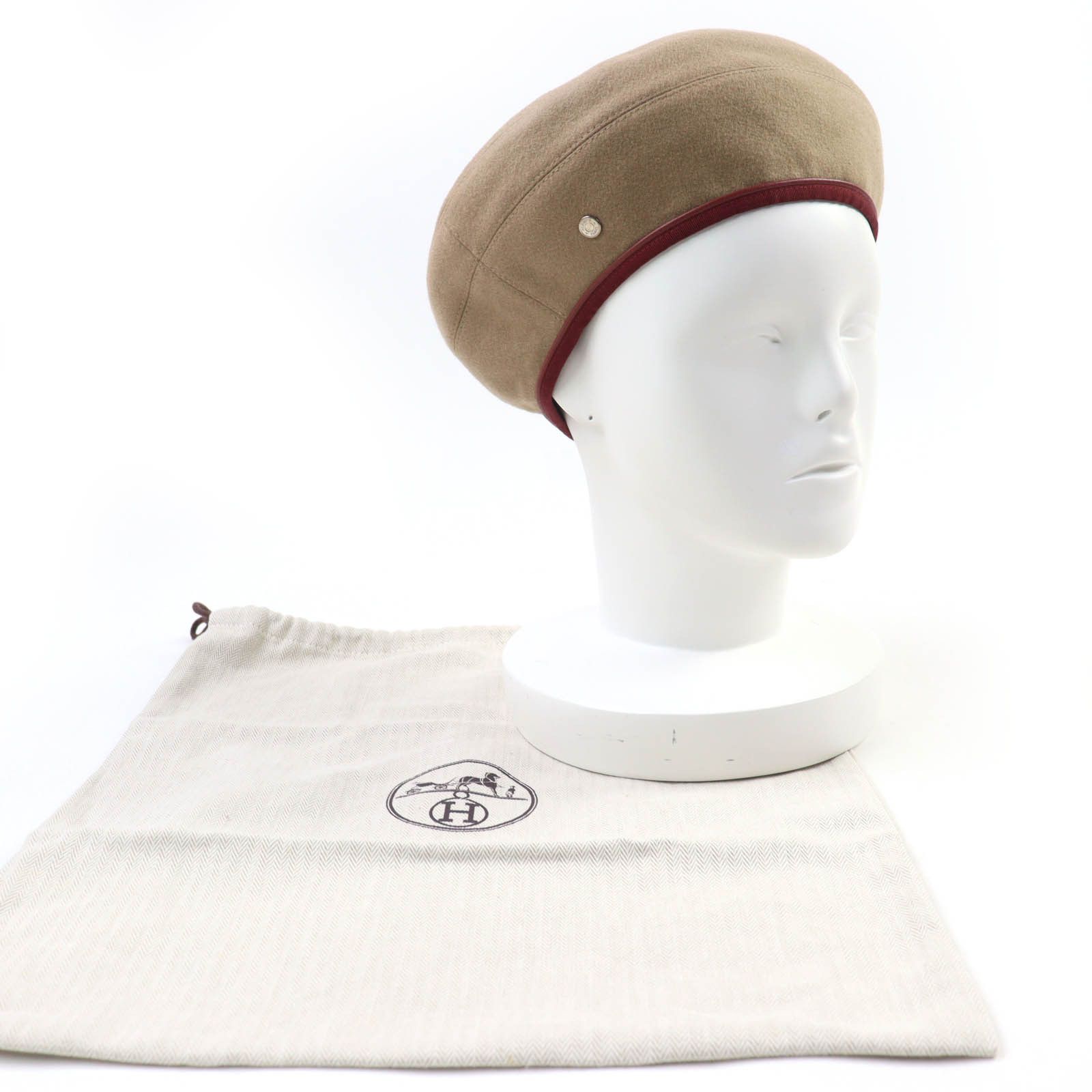 Hermes Hermes Hermes Santreno Serie Metal Cashmere Beret Leather Hats DUTY FREE for USA Size ONE SIZE - 2 Thumbnail