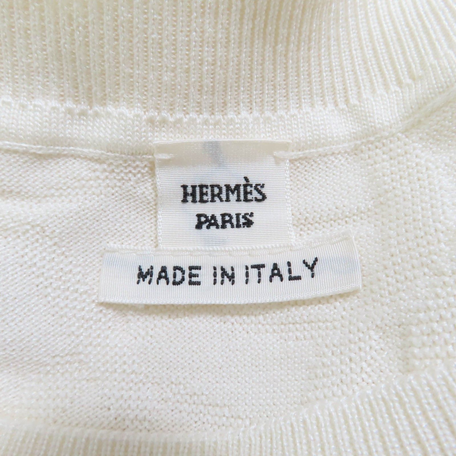 Hermes Hermes Hermes Naoussa Chne Dunkel Ivory Silk Knit Others Tops DUTY FREE for USA Size ONE SIZE - 5 Thumbnail