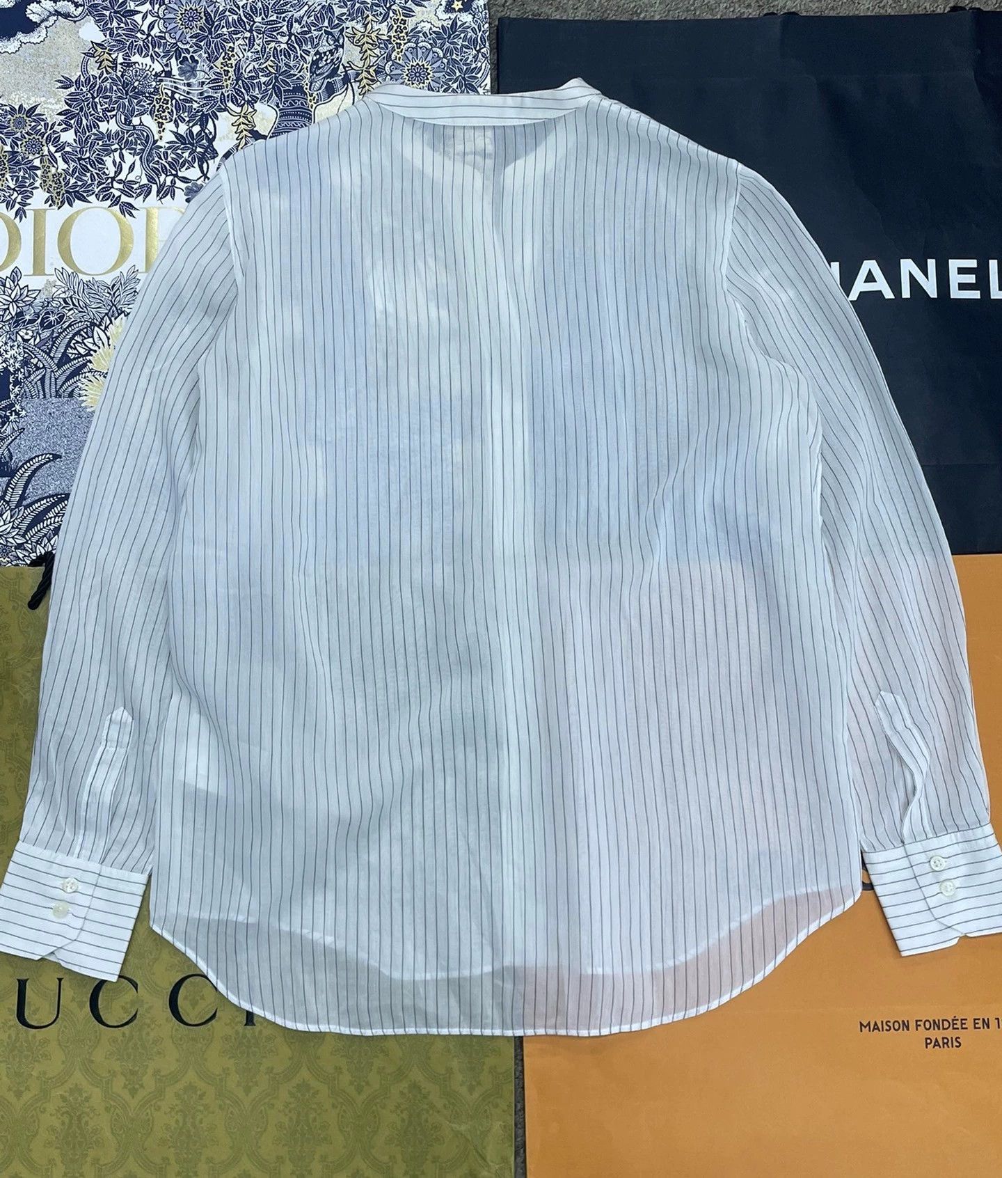 Brunello Cucinelli Brunello Cucinelli White Beaded Stripe Shirt - dmc Size US S / EU 44-46 / 1 - 3 Thumbnail