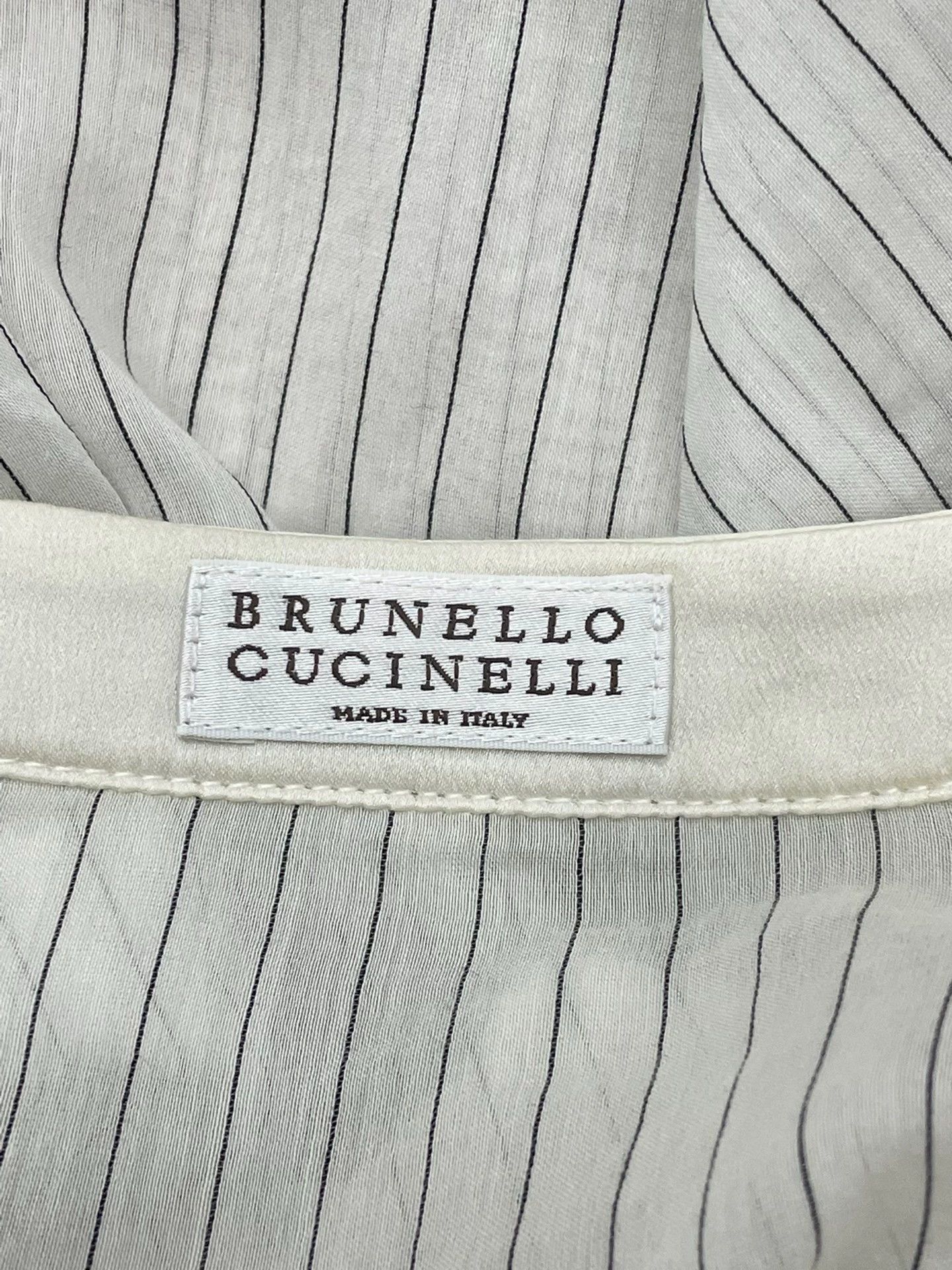 Brunello Cucinelli Brunello Cucinelli White Beaded Stripe Shirt - dmc Size US S / EU 44-46 / 1 - 4 Thumbnail