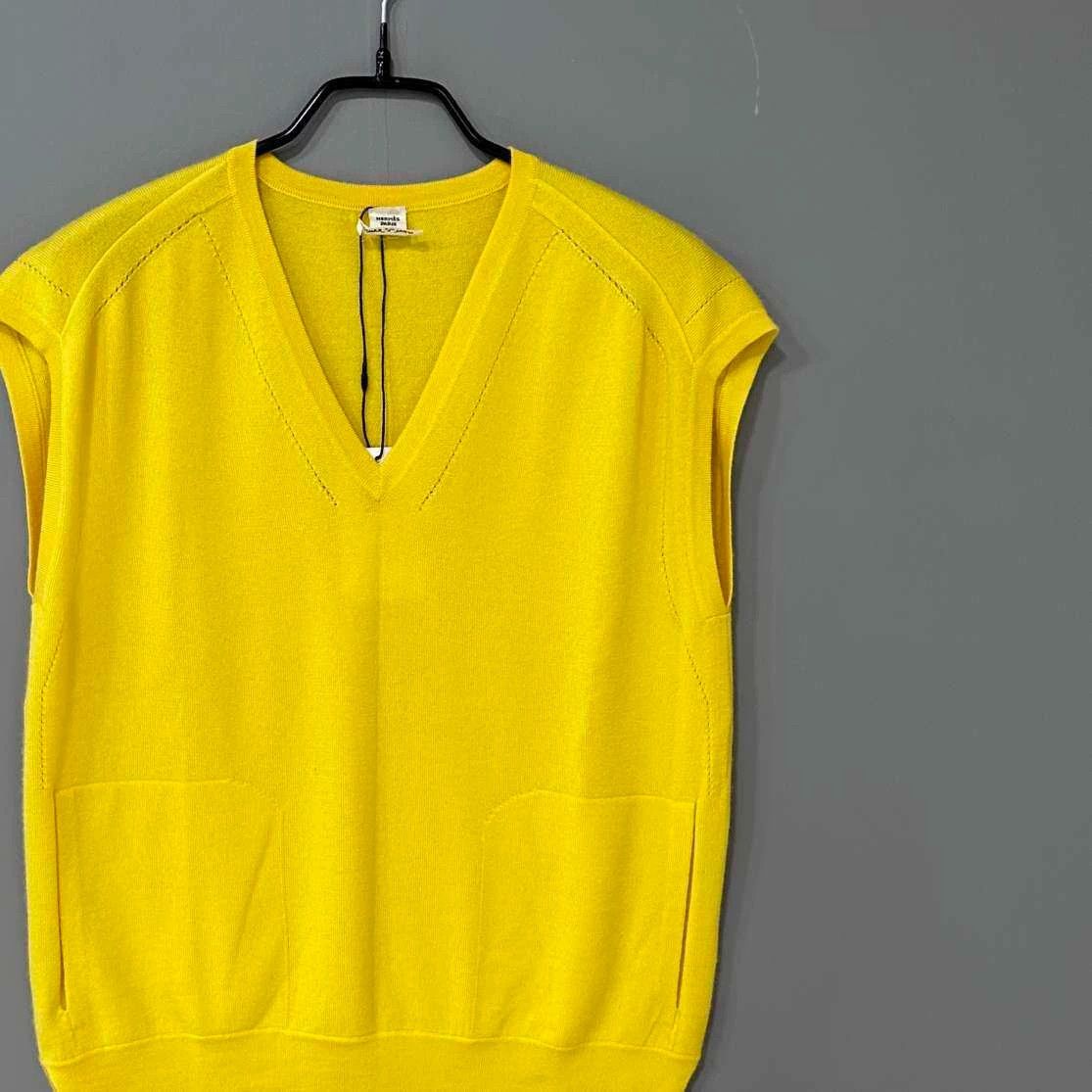 Hermes Hermes Yellow Sleeveless Cashmere Sweater - dmc Size US XS / EU 42 / 0 - 2 Thumbnail