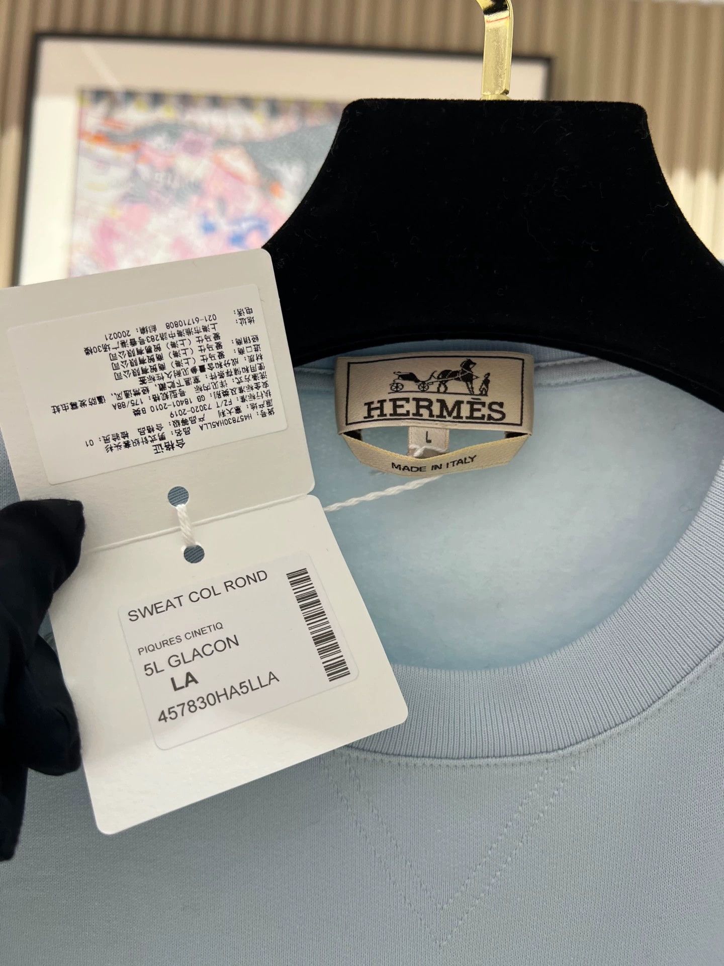 Hermes Hermes New Men's Baby Blue Sweatshirt - dmc Size US L / EU 52-54 / 3 - 4 Thumbnail