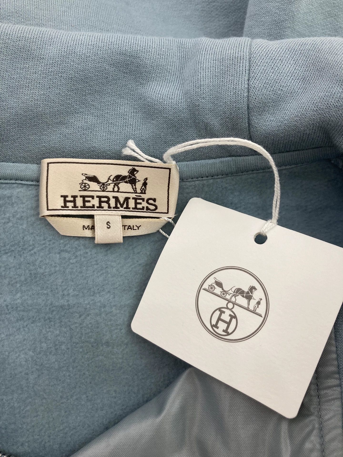 Hermes Hermes Blue Patchwork Hooded Sweatshirt - dmc Size US S / EU 44-46 / 1 - 5 Thumbnail