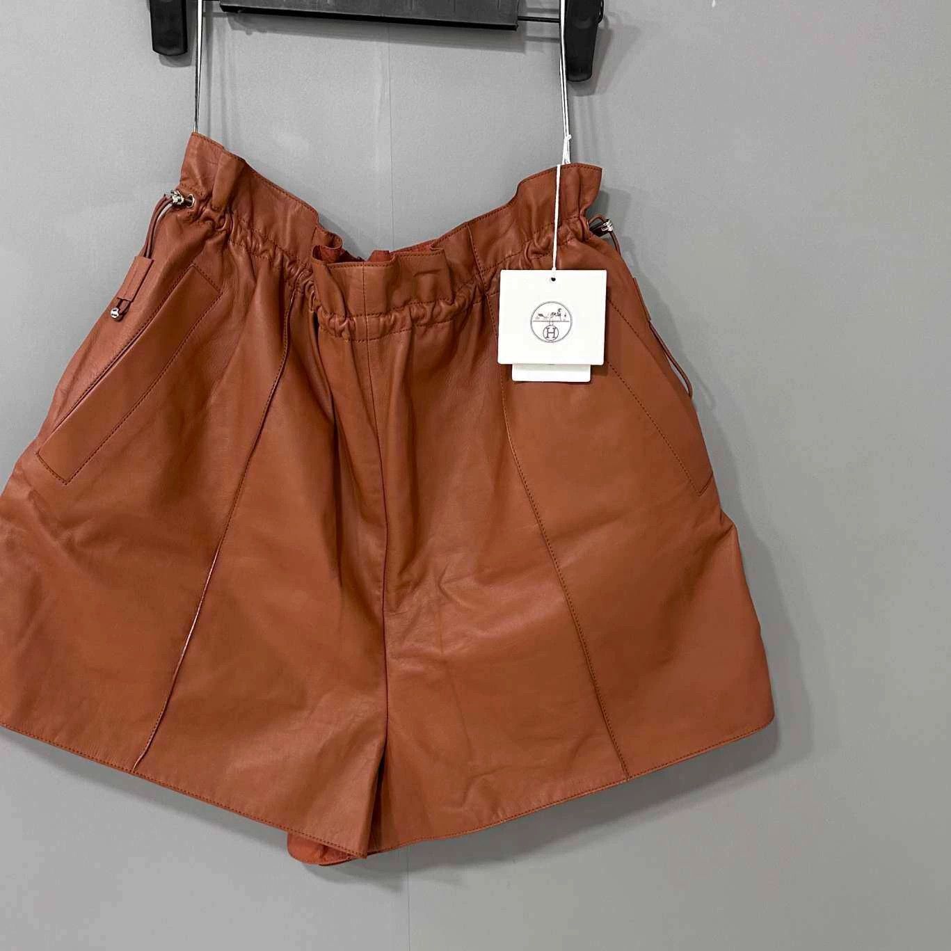 Hermes Hermes Brown Calfskin Leather Shorts - dmc Size US 38 / EU 54 - 2 Thumbnail