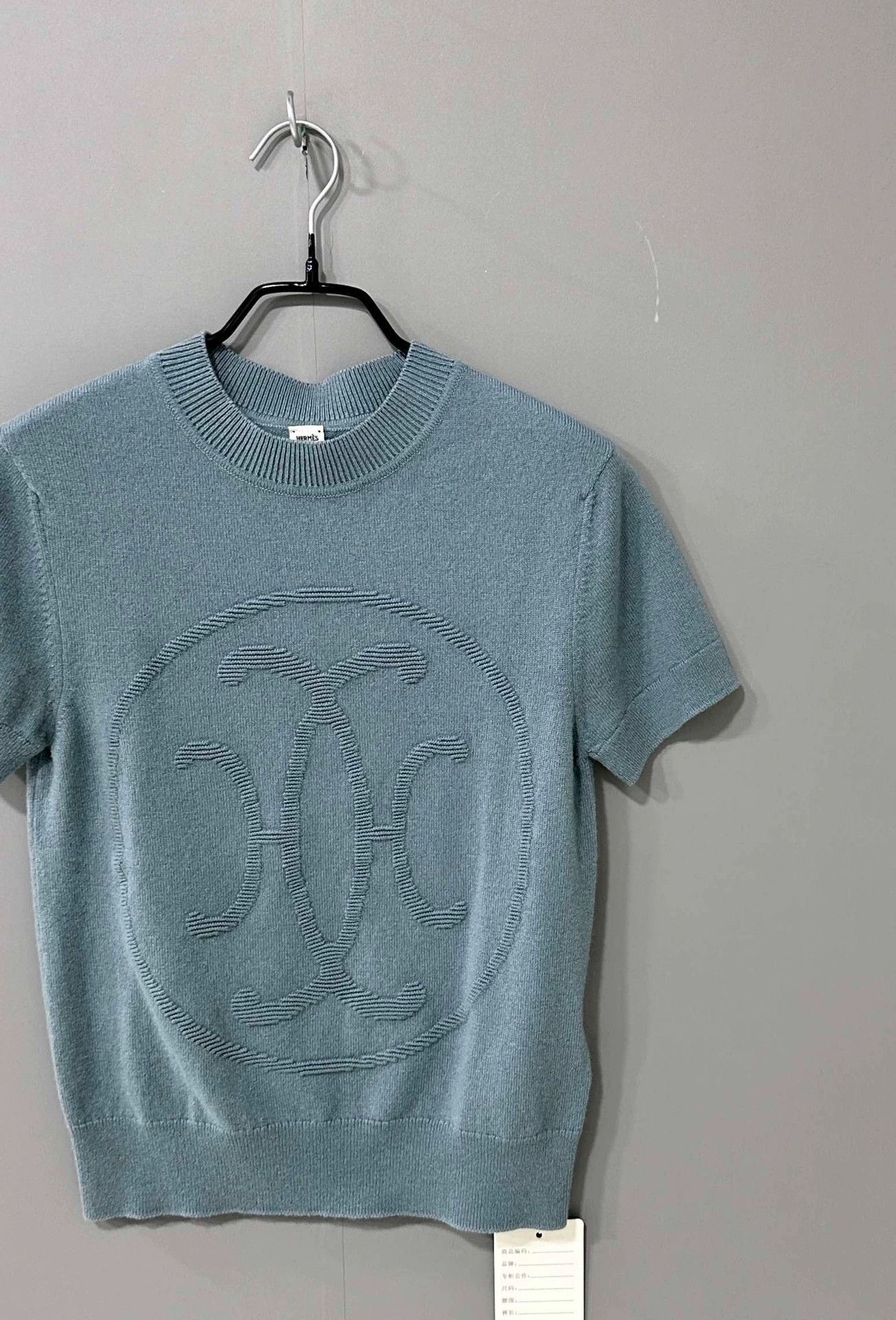 Hermes HERMES Logo Cashmere Short Sleeve Top - dmc Size US S / EU 44-46 / 1 - 2 Thumbnail