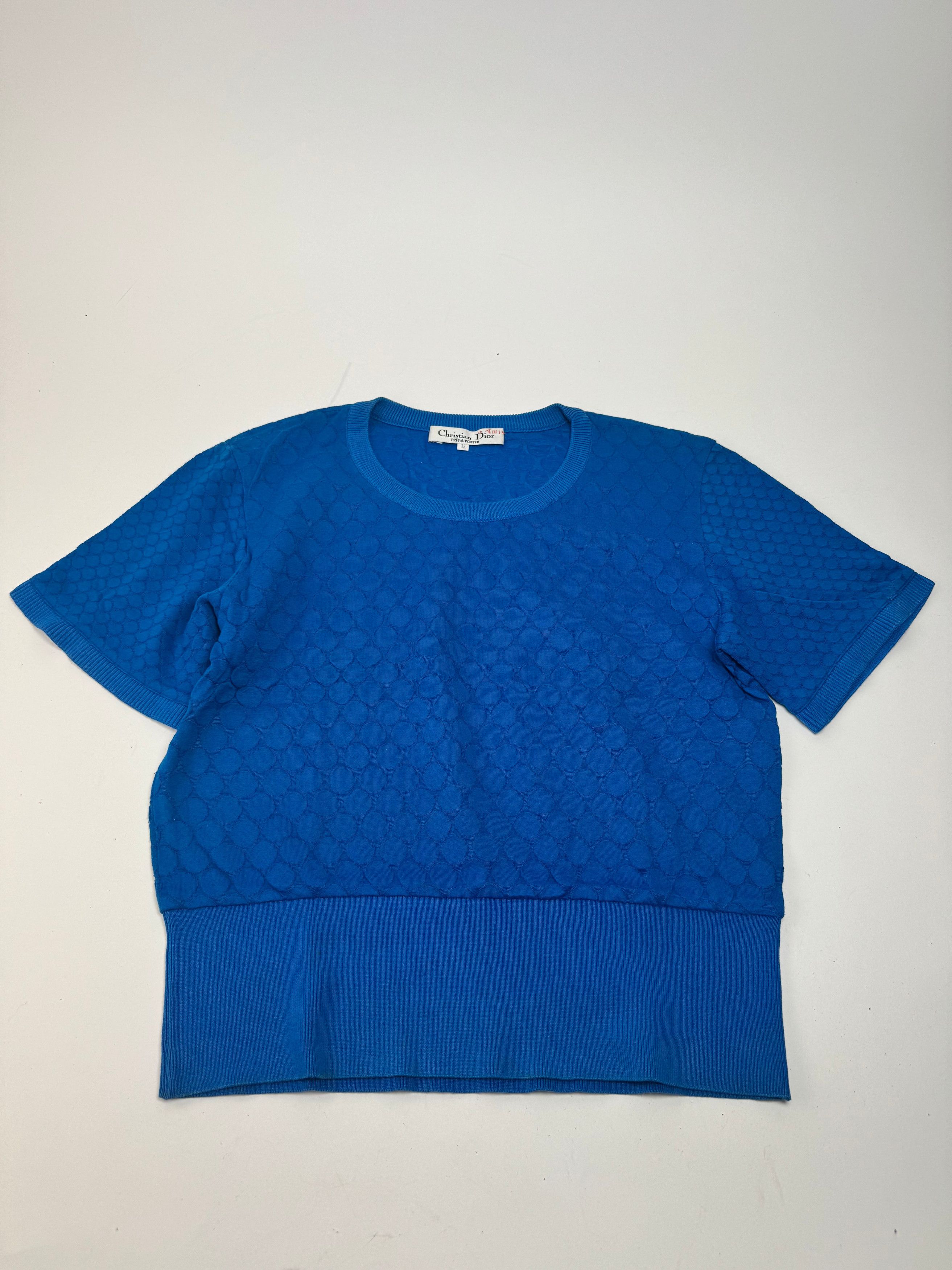 Dior Vintage Short Sleeve Sweater Blue M Size L / US 10 / IT 46 - 4 Thumbnail