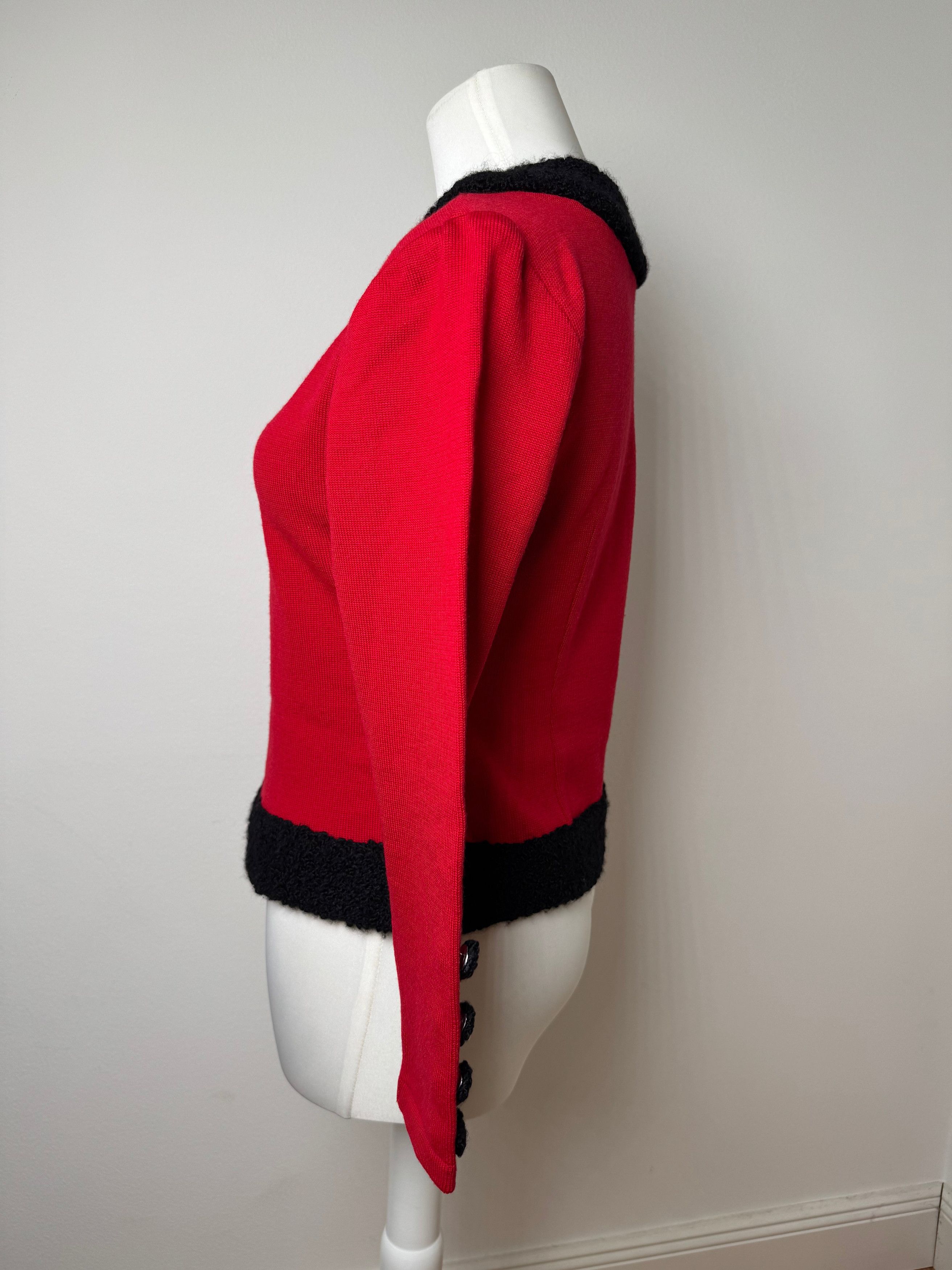 Courreges Vintage Wool Sweater Red Black M Size M / US 6-8 / IT 42-44 - 3 Thumbnail