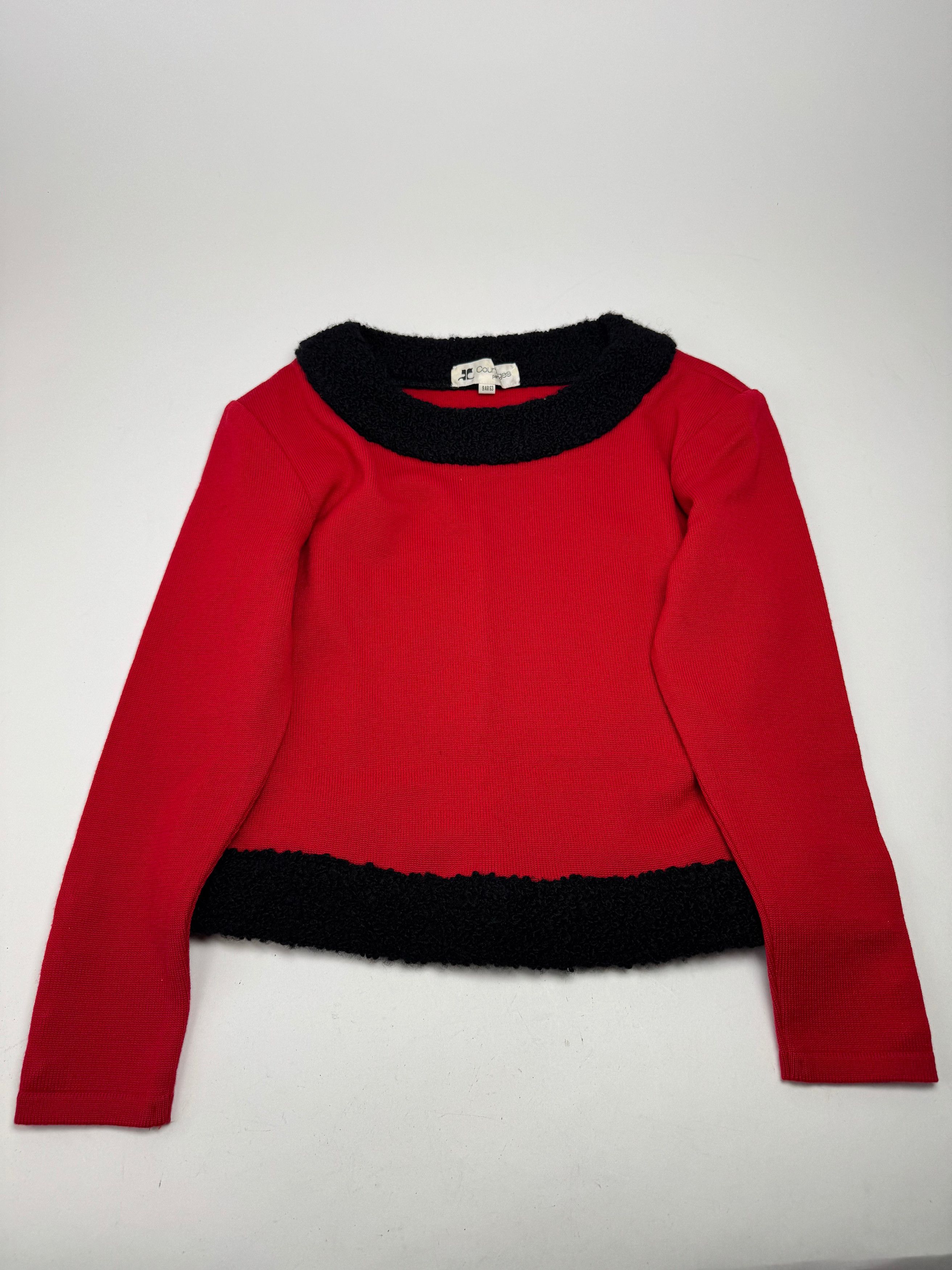 Courreges Vintage Wool Sweater Red Black M Size M / US 6-8 / IT 42-44 - 15 Thumbnail