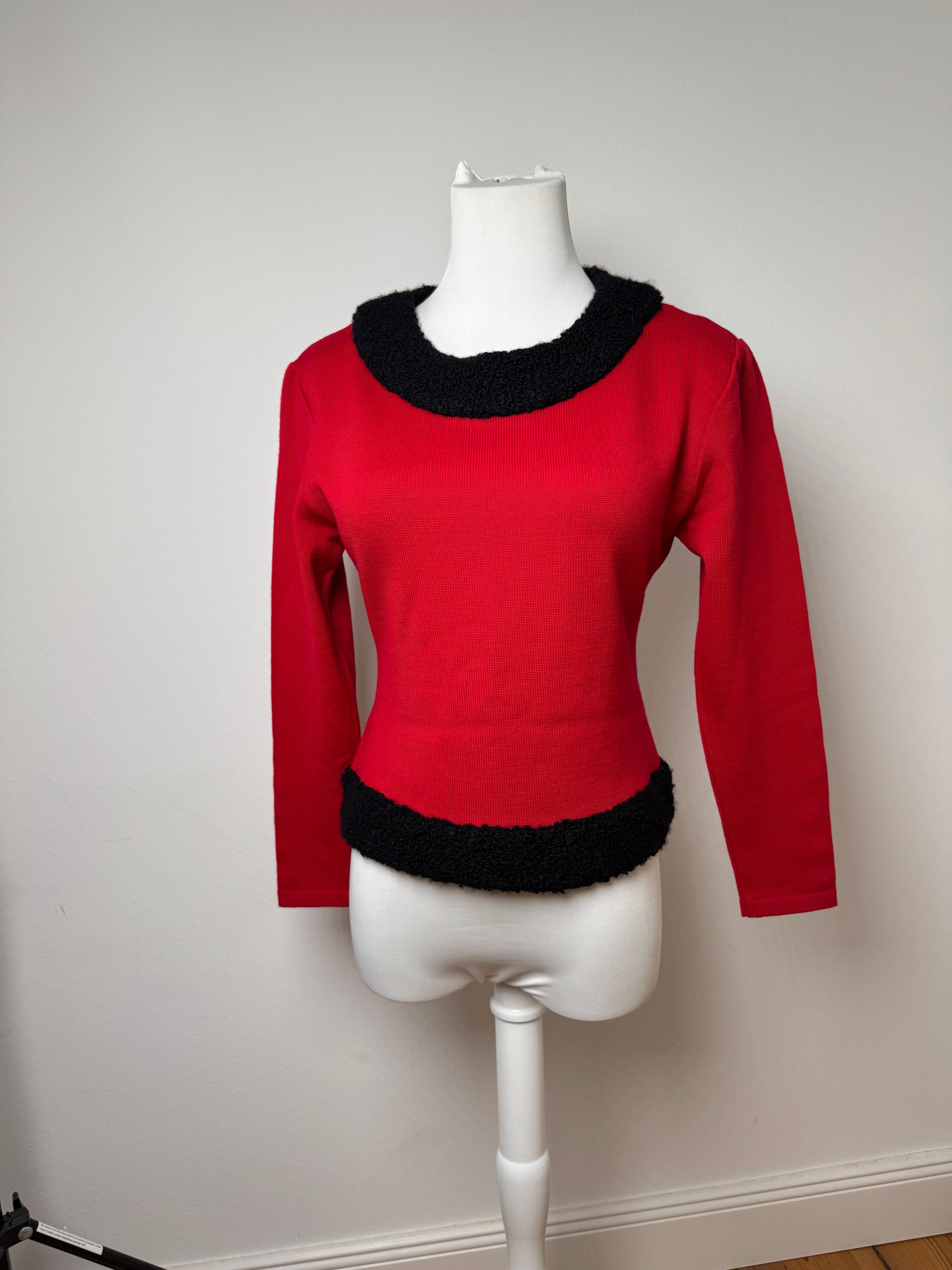 Courreges Vintage Wool Sweater Red Black M Size M / US 6-8 / IT 42-44 - 4 Thumbnail