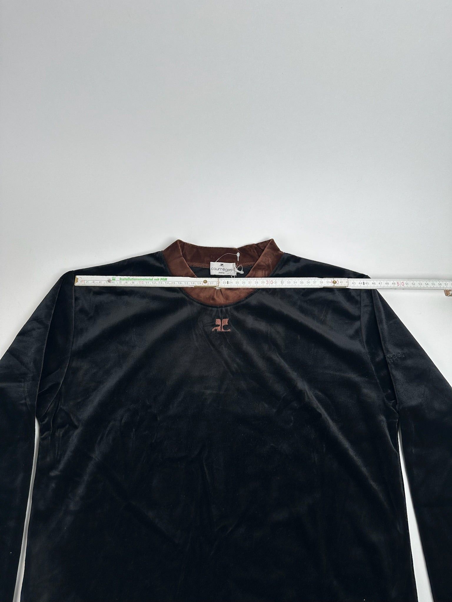 Courreges Vintage samt Sweater black brown Size S / US 4 / IT 40 - 14 Thumbnail