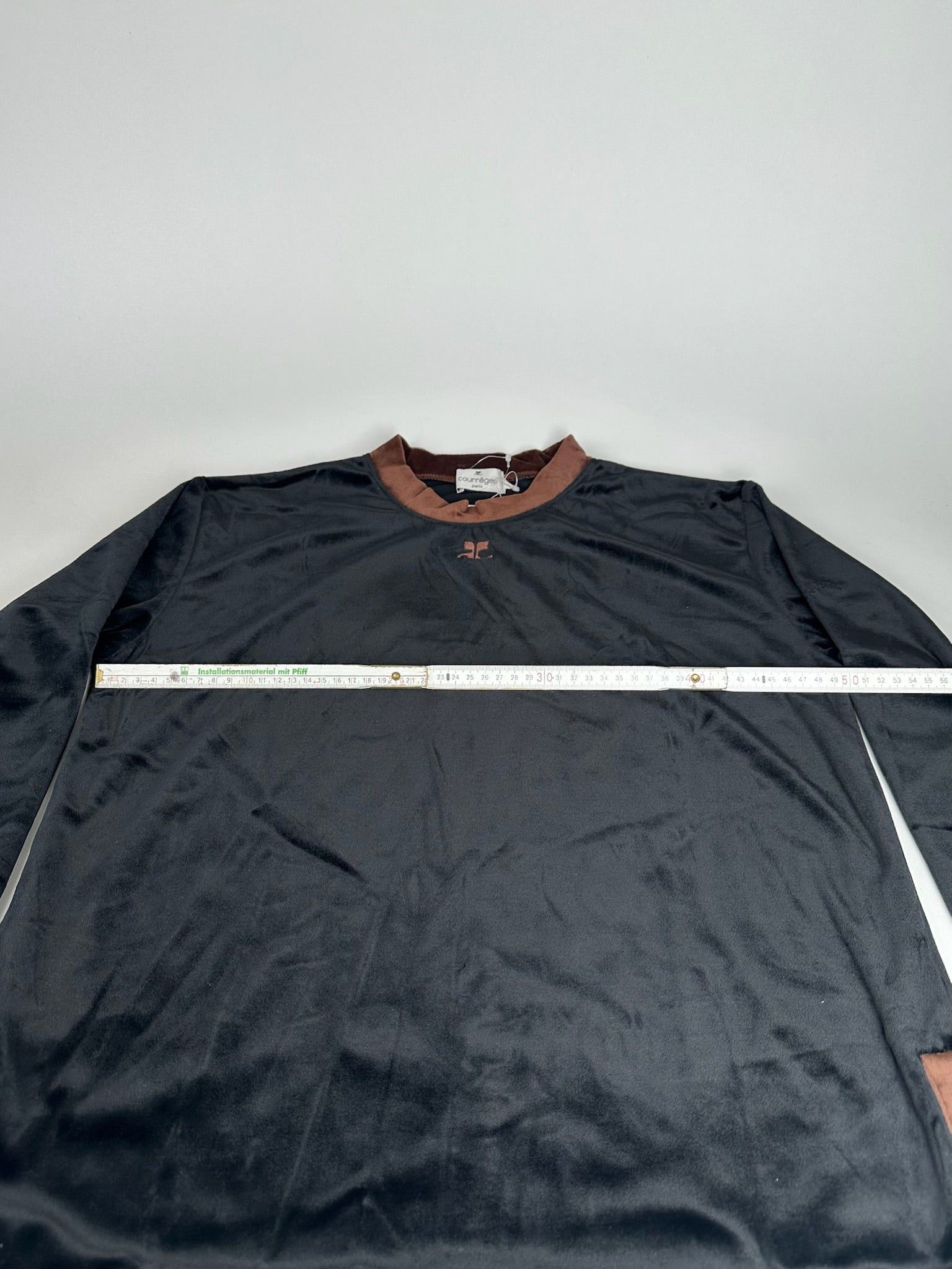 Courreges Vintage samt Sweater black brown Size S / US 4 / IT 40 - 13 Thumbnail