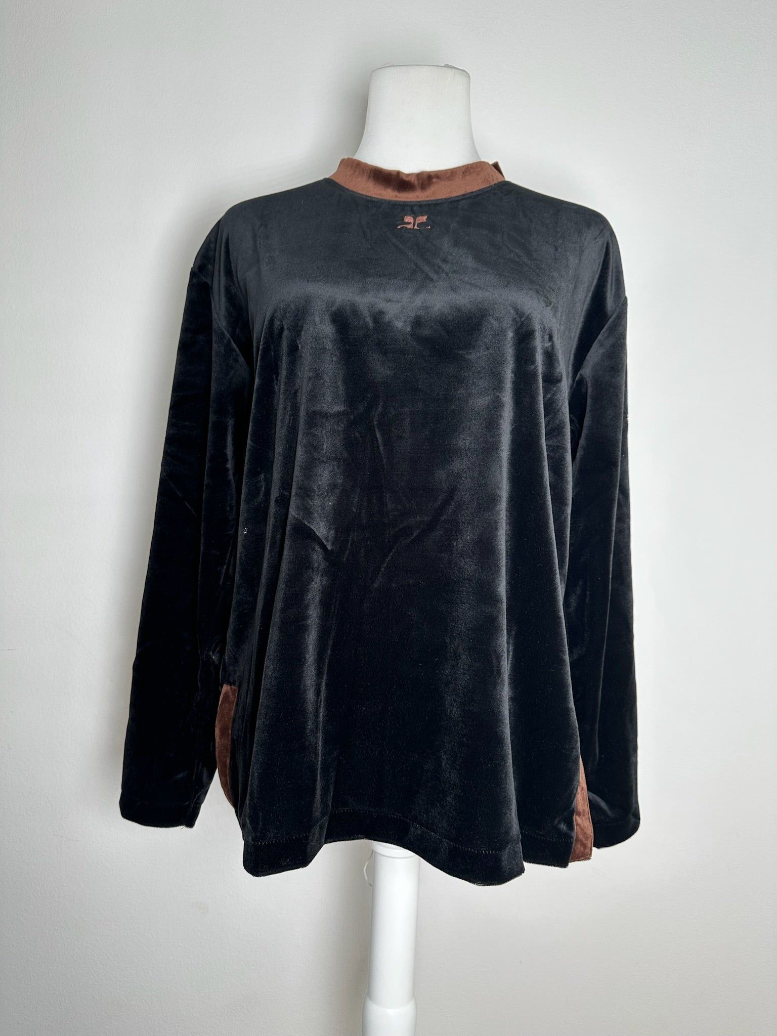 Courreges Vintage samt Sweater black brown Size S / US 4 / IT 40 - 3 Thumbnail