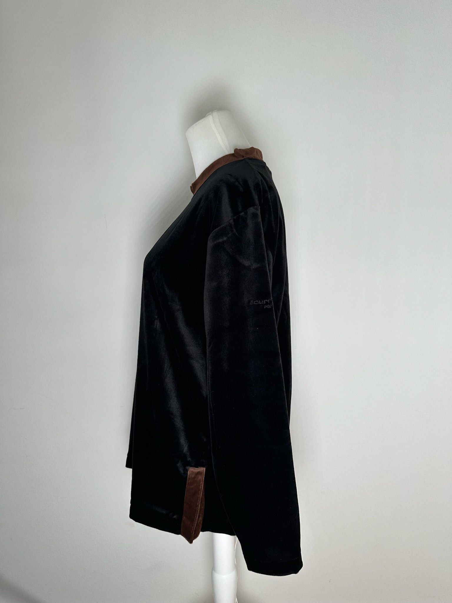 Courreges Vintage samt Sweater black brown Size S / US 4 / IT 40 - 7 Thumbnail