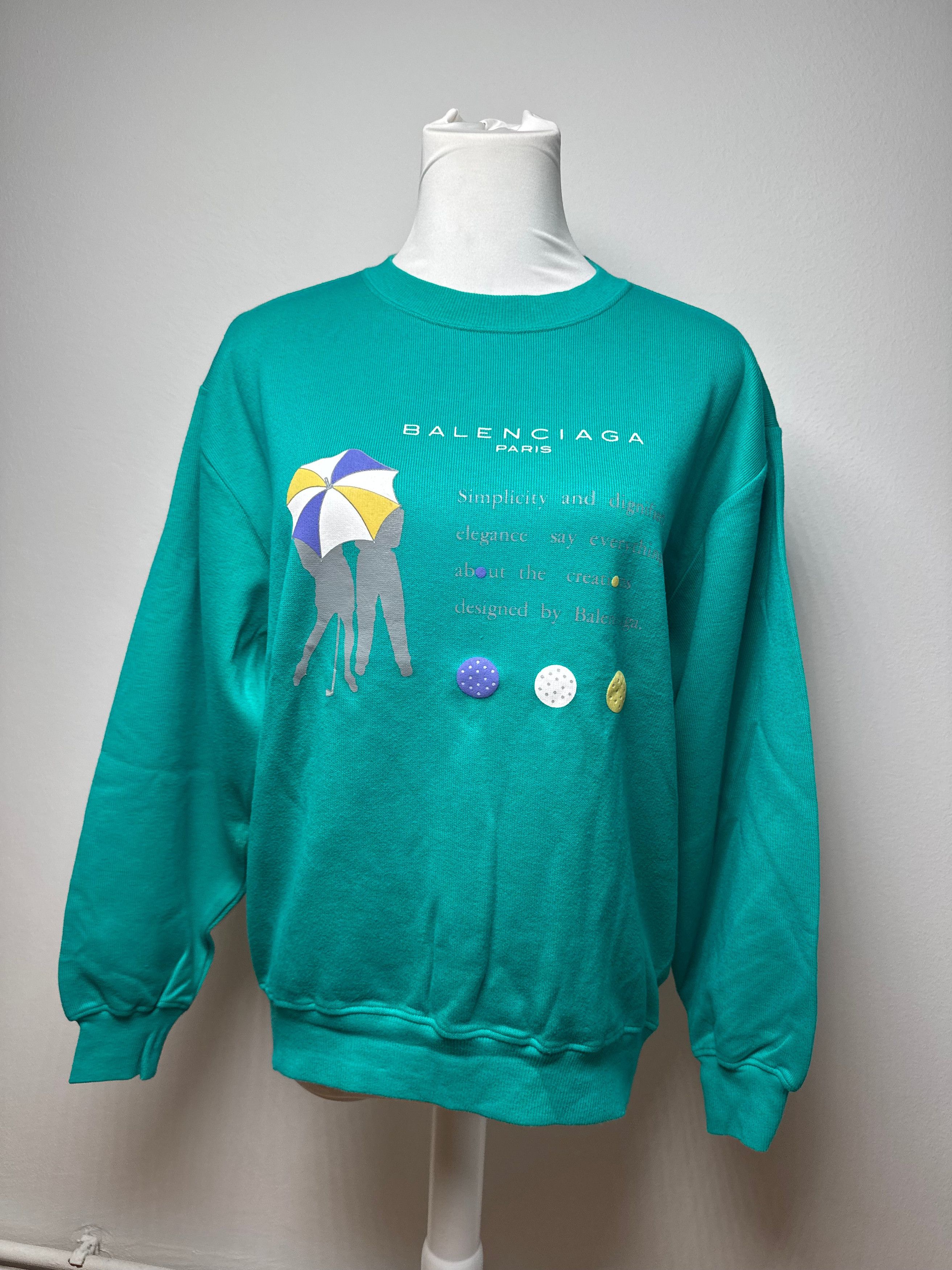 Balenciaga Vintage Sweater Green Blue Size L / US 10 / IT 46 - 14 Thumbnail