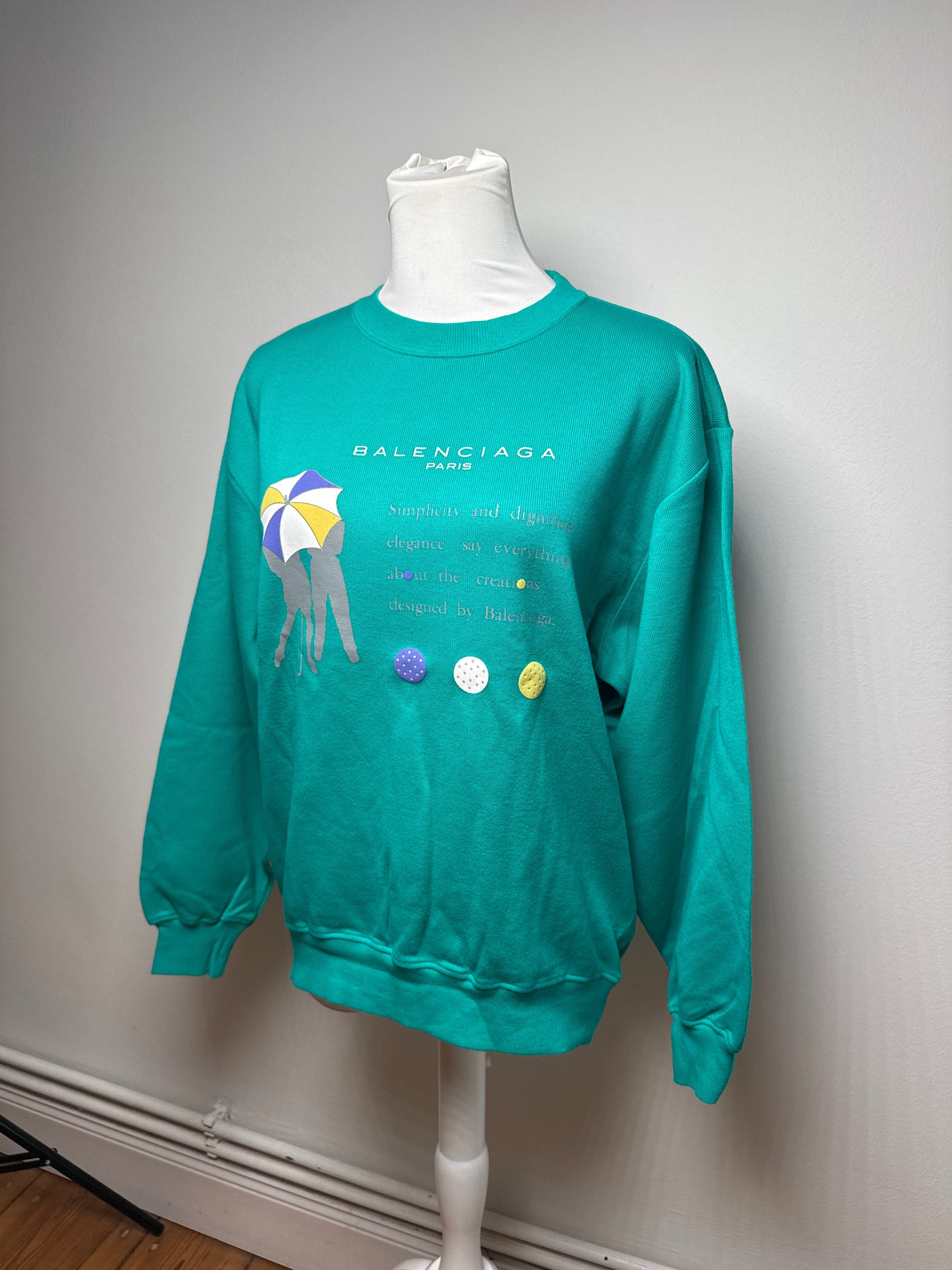Balenciaga Vintage Sweater Green Blue Size L / US 10 / IT 46 - 7 Thumbnail