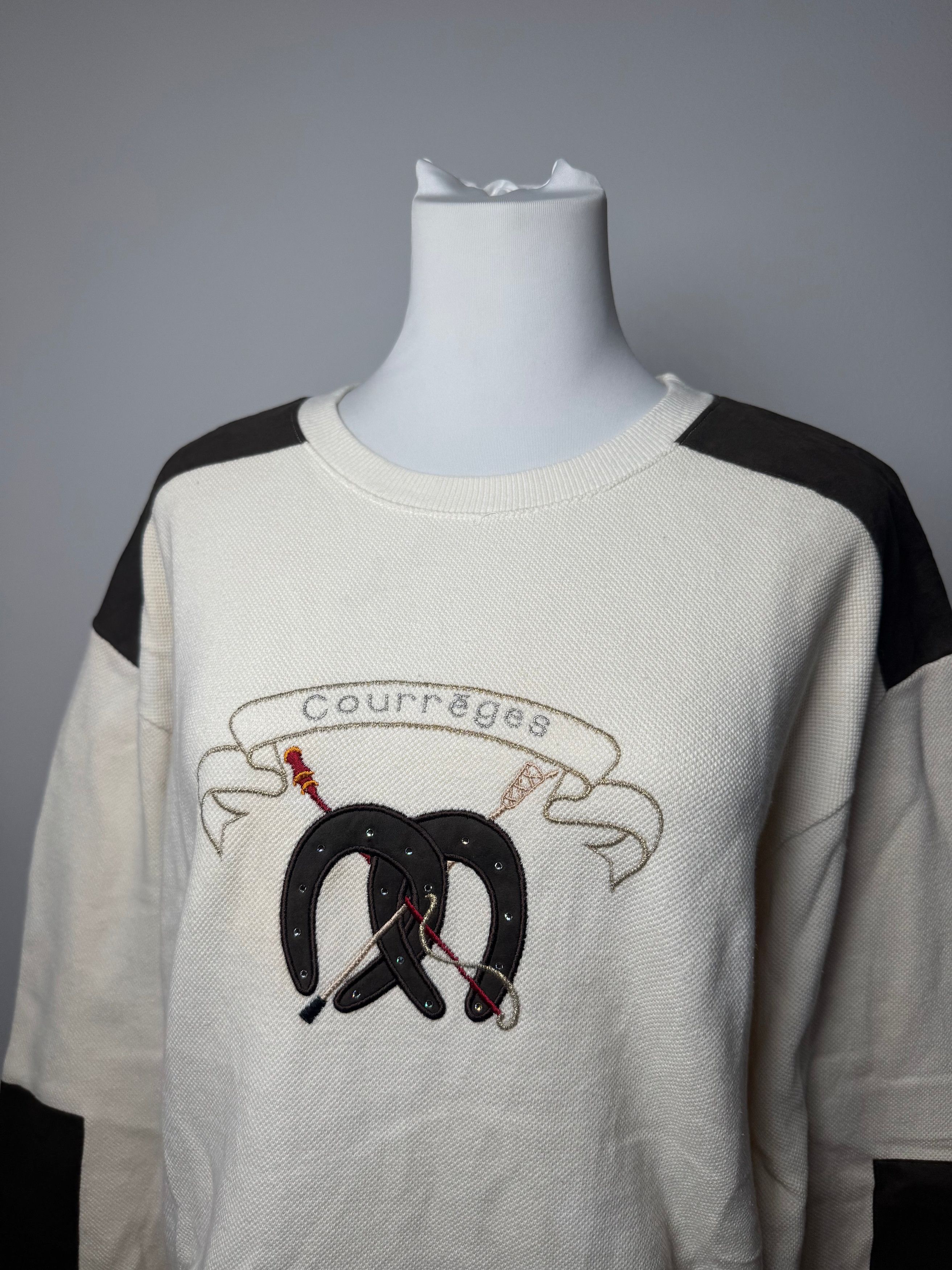 Courreges Vintage Wool Leather Sweater Beige Brown M Size S / US 4 / IT 40 - 7 Thumbnail